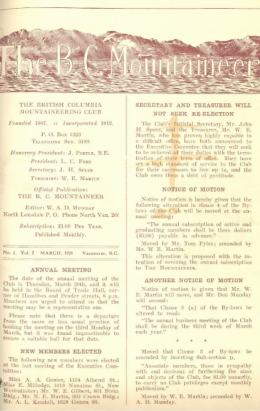 The B.C. Mountaineer 1924 March cover